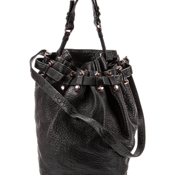 Alexander Wang Handbags - Alexander Wang Black Leather Drawstring Shoulder Bag with Studs New With Tag